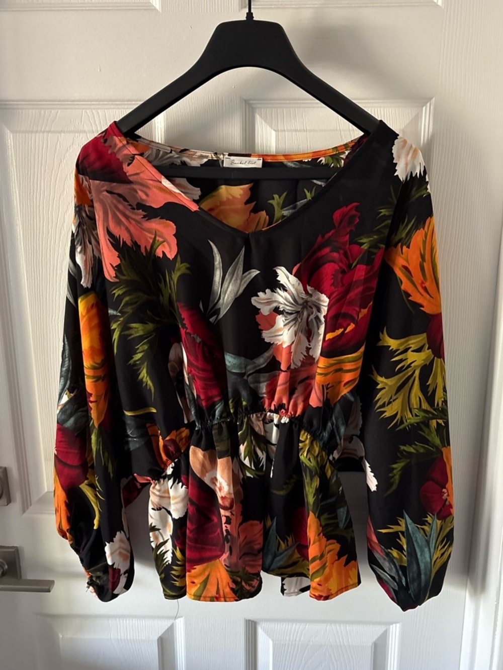 Bucketlist Black Floral Blouse size L